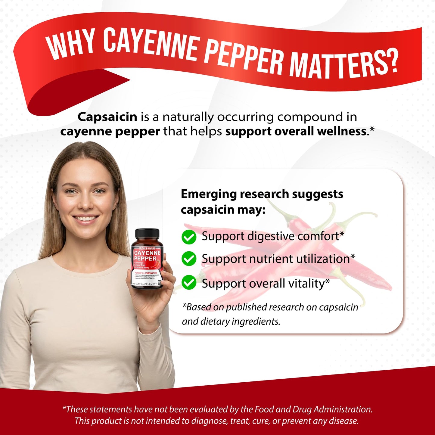 AUMETO Cayenne Pepper Capsules, 180 Capsules