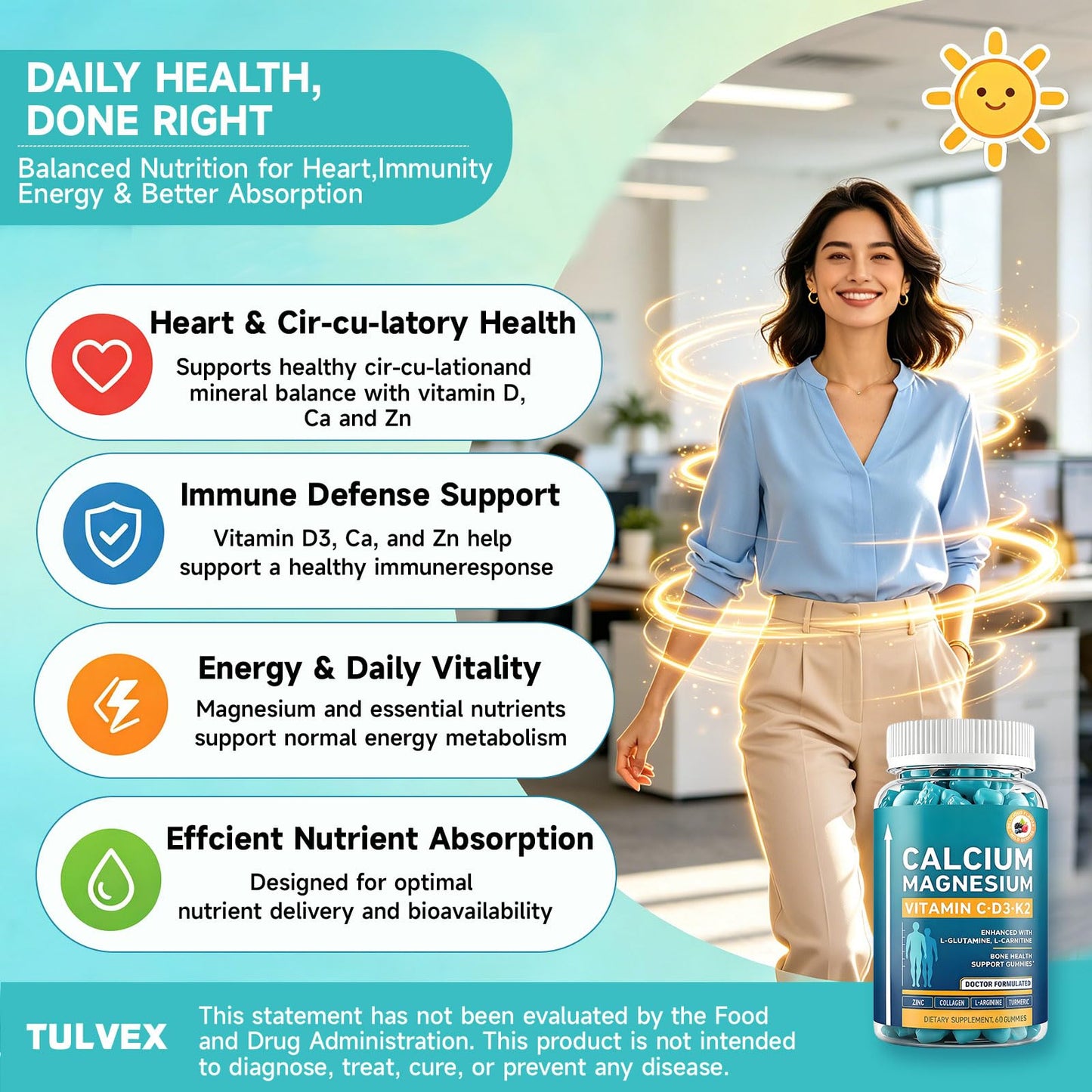 Tulvex Vitamin D3 K2 Capsule, 60 Count