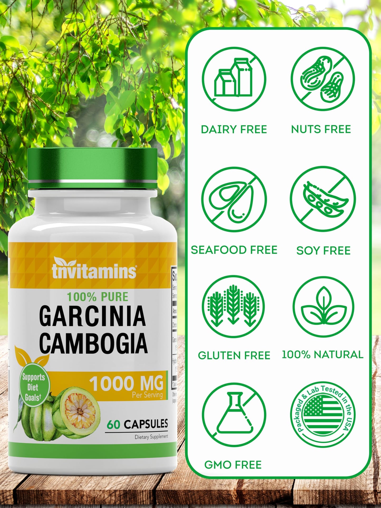 tnvitamins Garcinia Cambogia Extract Capsules (1000 mg x 60 Pills) with Chromium