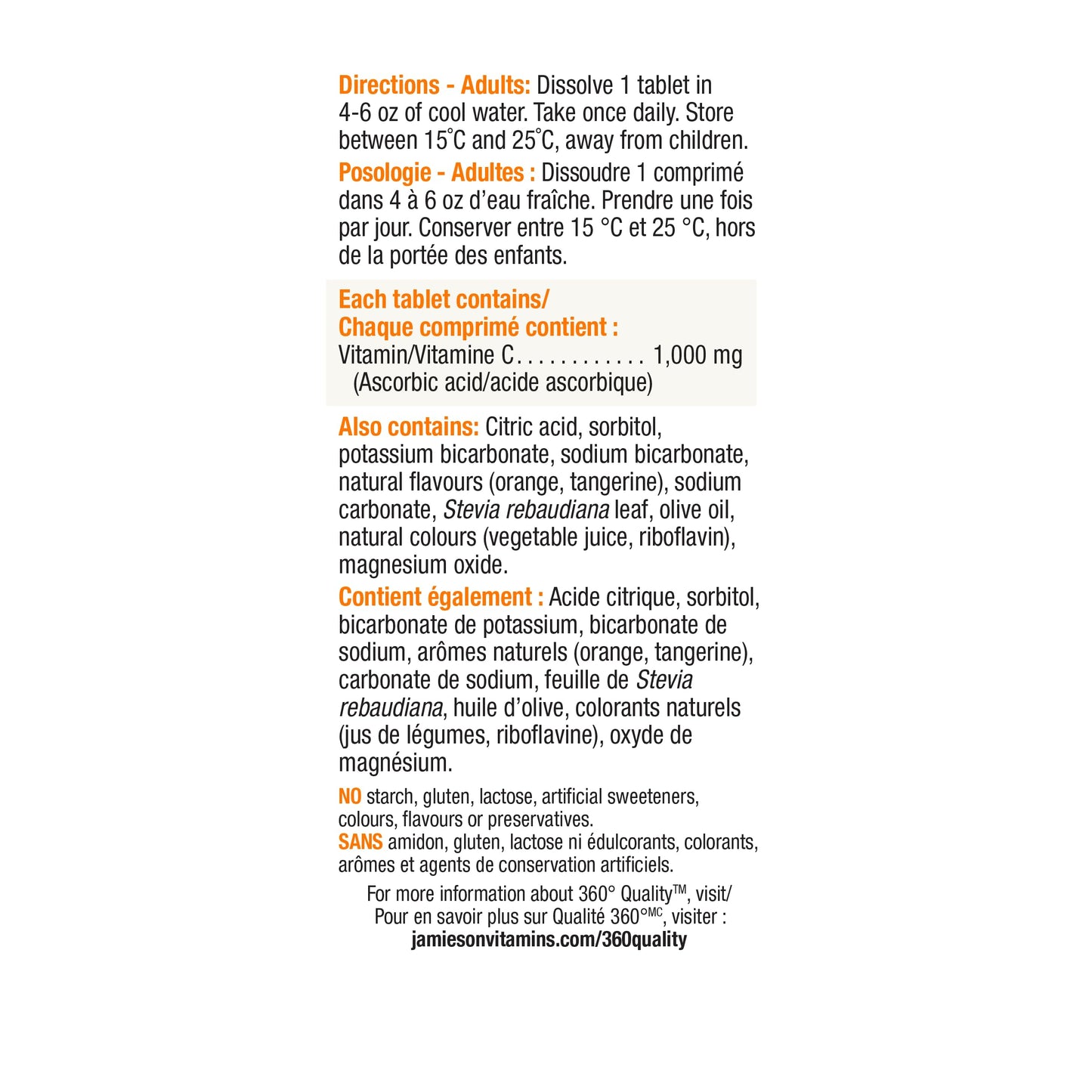 Jamieson C Effervescent 1000mg Tablet, 10 Tablets