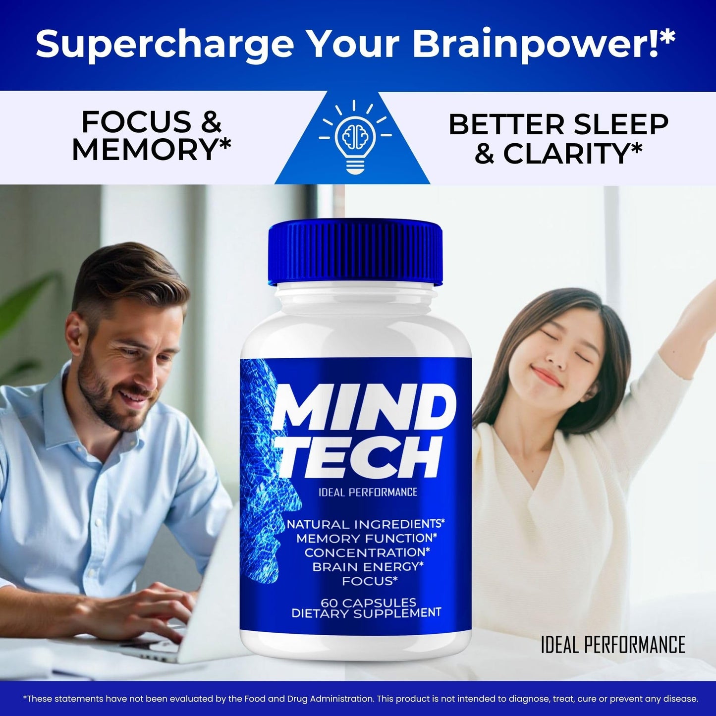 IDEAL PERFORMANCE Mind Tech Brain & Memory Supplement Capsules, 120 Capsules