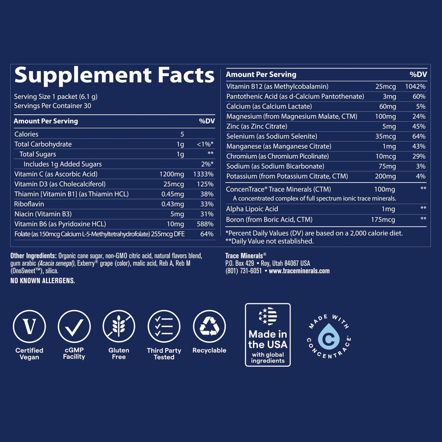 Trace Minerals Power Pak Electrolyte Powder Packets, 30 Packets