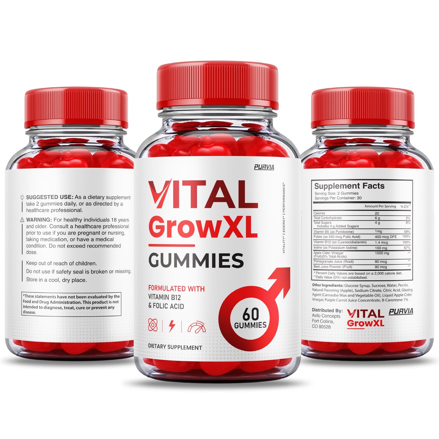 Purvia Vital Grow XL Gummies 120 Gummies