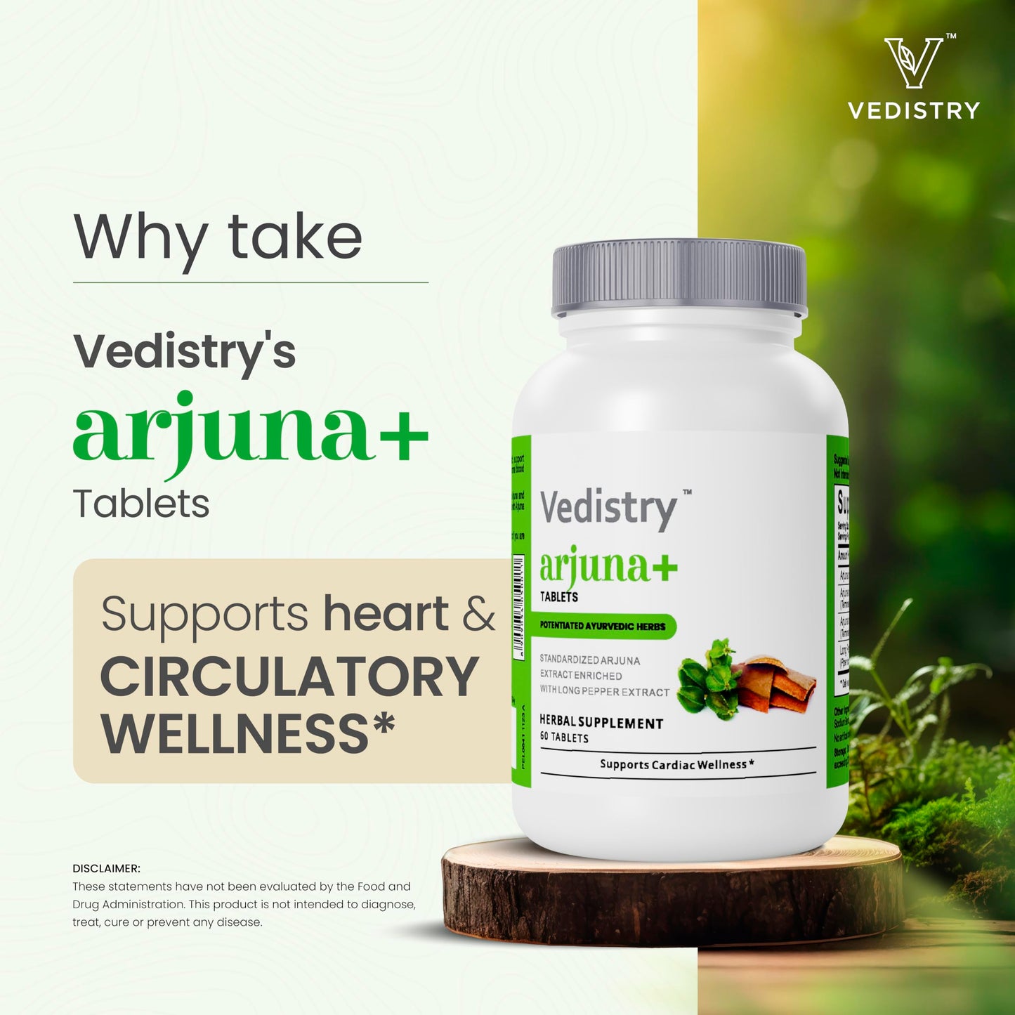 Vedistry Arjuna Bark Extract Supplement Tablet, 60 Tablets