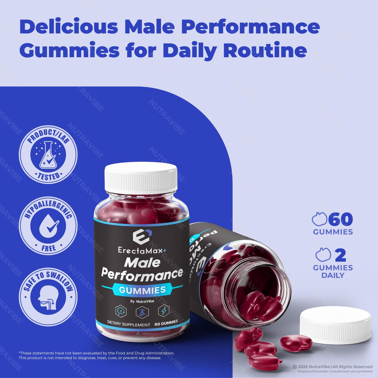 NutraVibe Erecta Max+ Gummies 60 Count