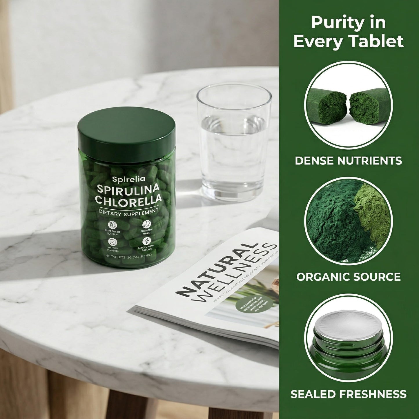 Bruiseweed Spirelia Spirulina & Chlorella Tablets, 60 Tablets