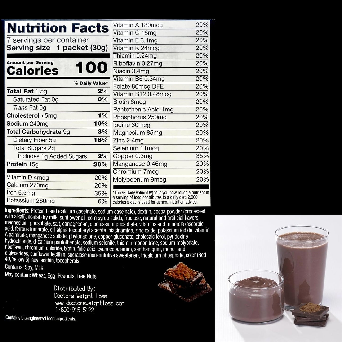 ProtiWise High Protein Shake & Pudding Mix Powder, Dark Chocolate Flavor, 3.7038 oz