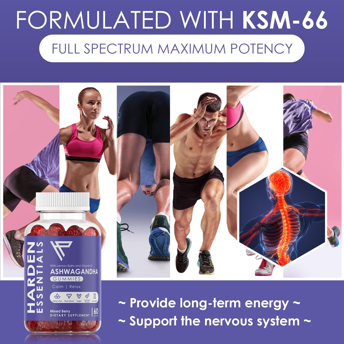 Harden Essentials KSM-66 Ashwagandha Gummies, 60 Count