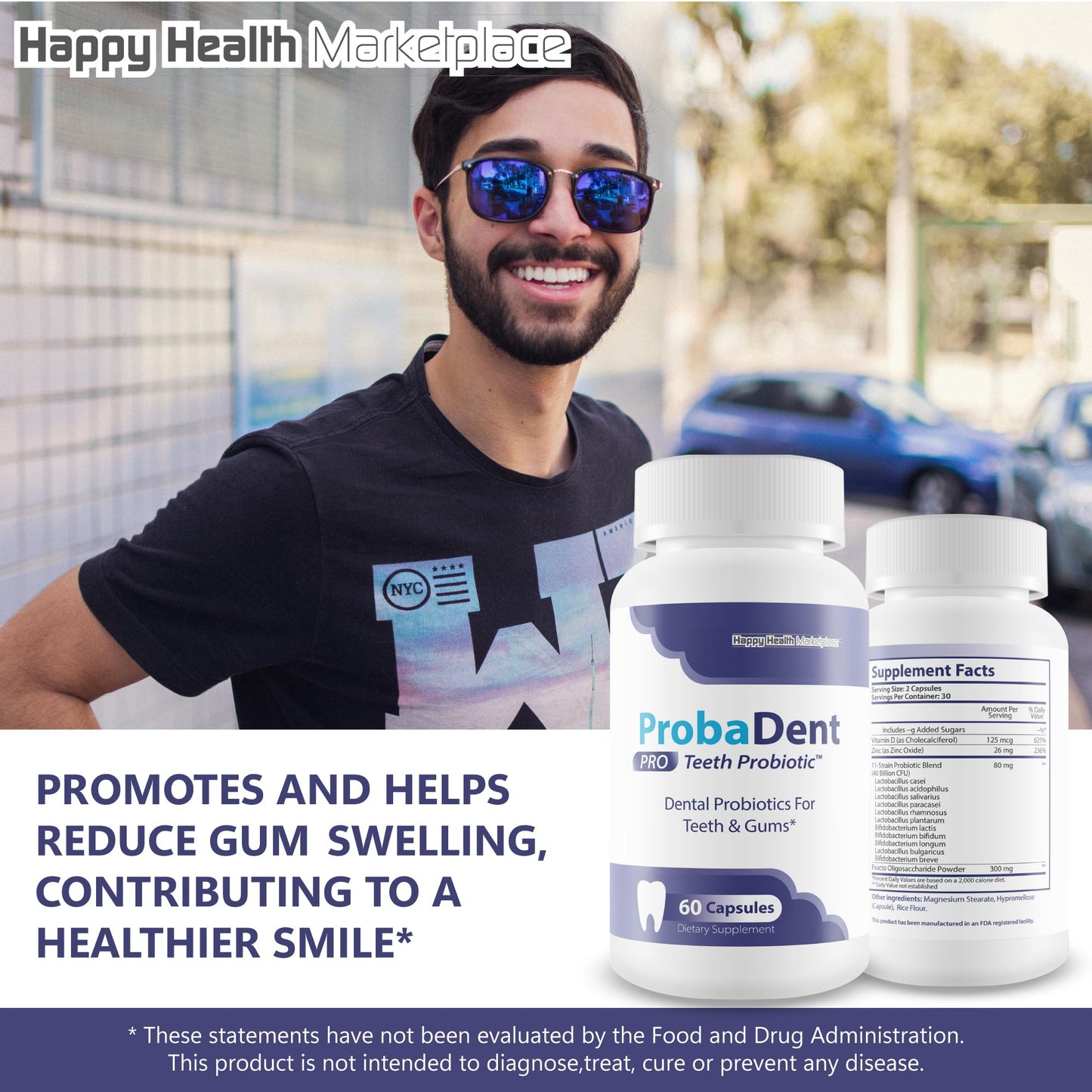 Happy Health Marketplace Proba Dent Pro Teeth Probiotic Capsule 60 Count