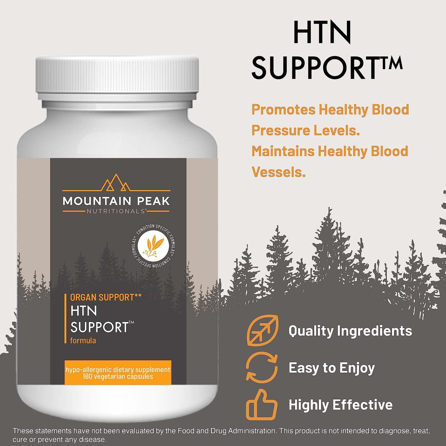 Mountain Peak Nutritionals HTN Support Heart Rauwolfia Hawthorn Berry 180 Capsules