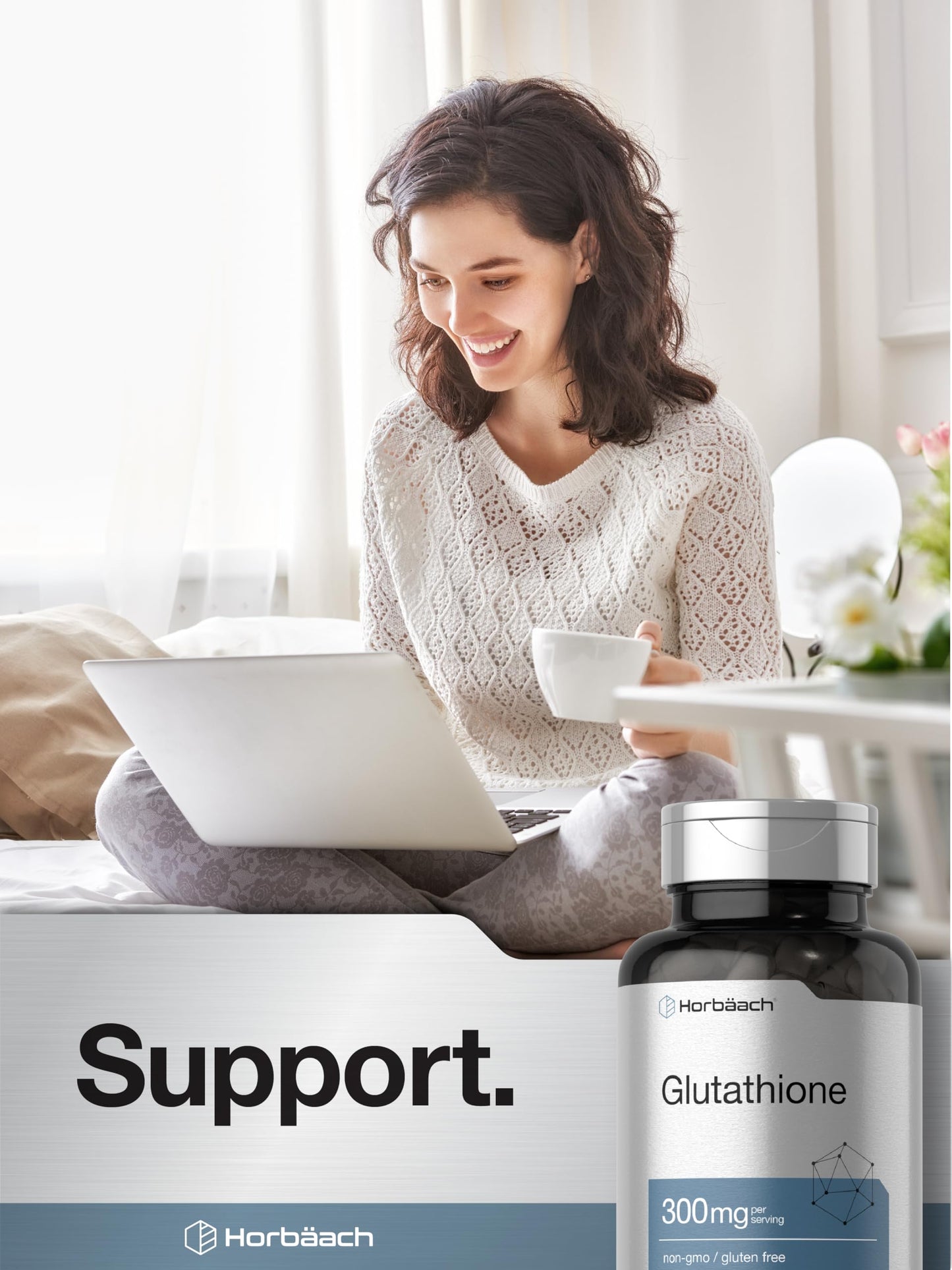 Horbäach Glutathione 300mg Capsules, 60 Count