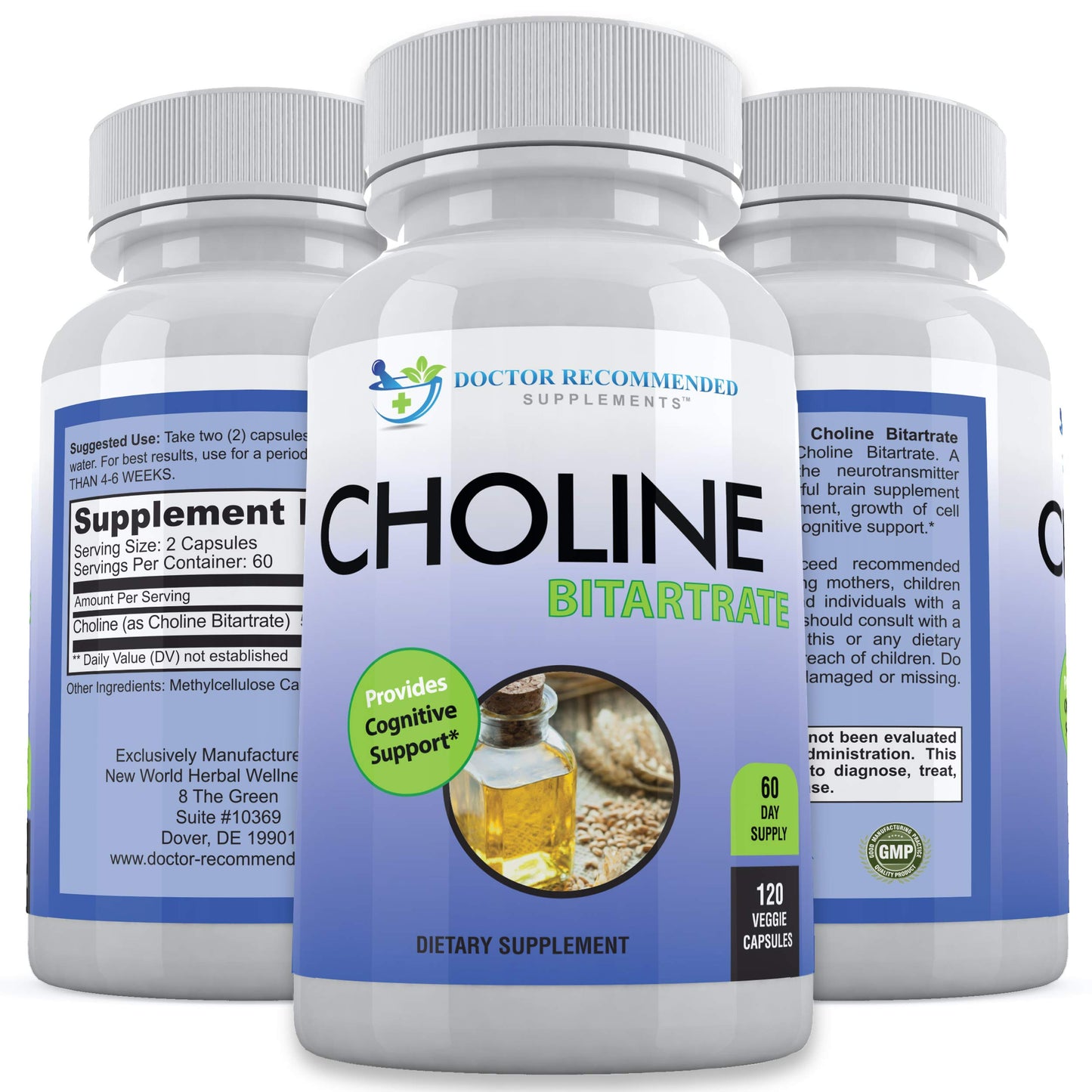DOCTOR RECOMMENDED SUPPLEMENTS Premium Choline - 500 mg Veggie Capsules, 240 Capsules