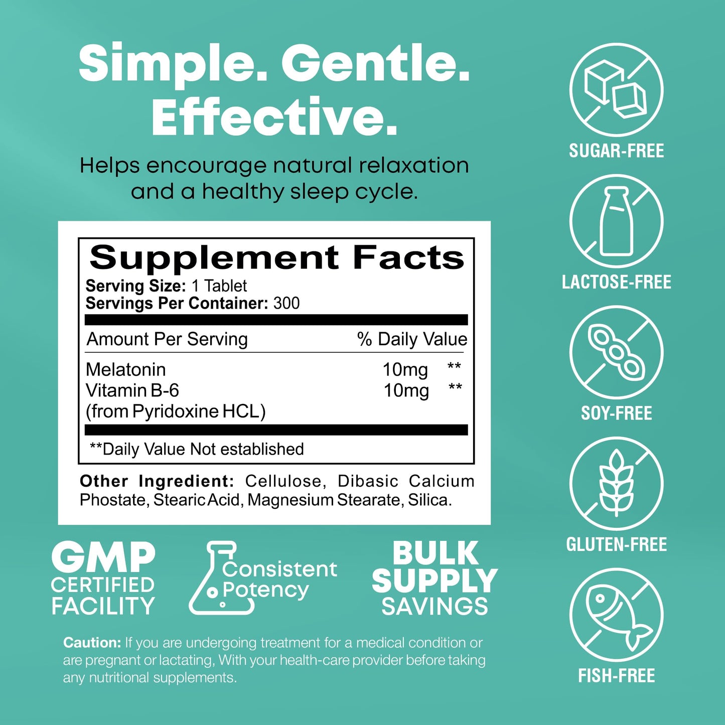 NutraBulk Melatonin 10 mg Capsules 300 Count