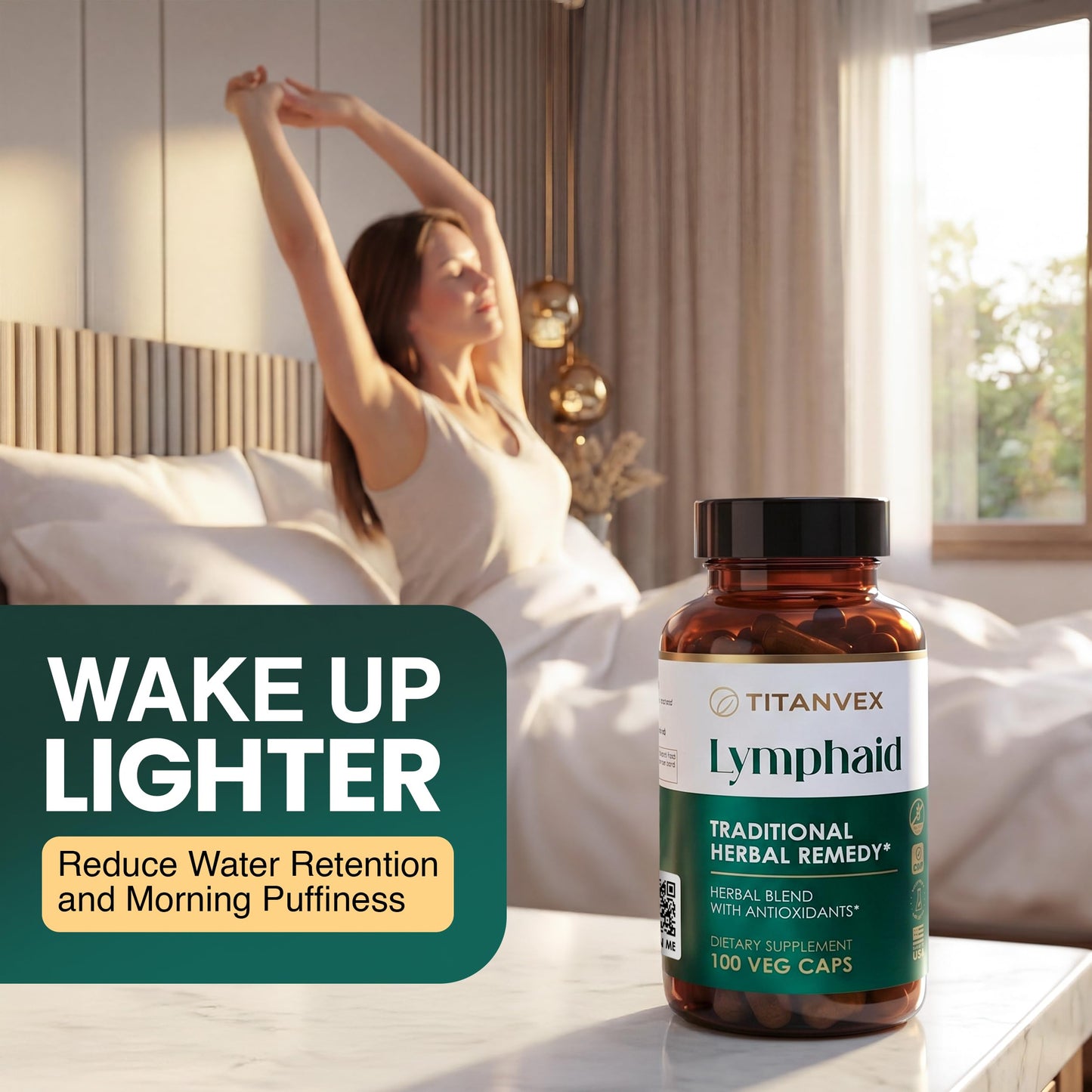 TitanVex Lymphatic Drainage Supplements Capsules, 100 Count