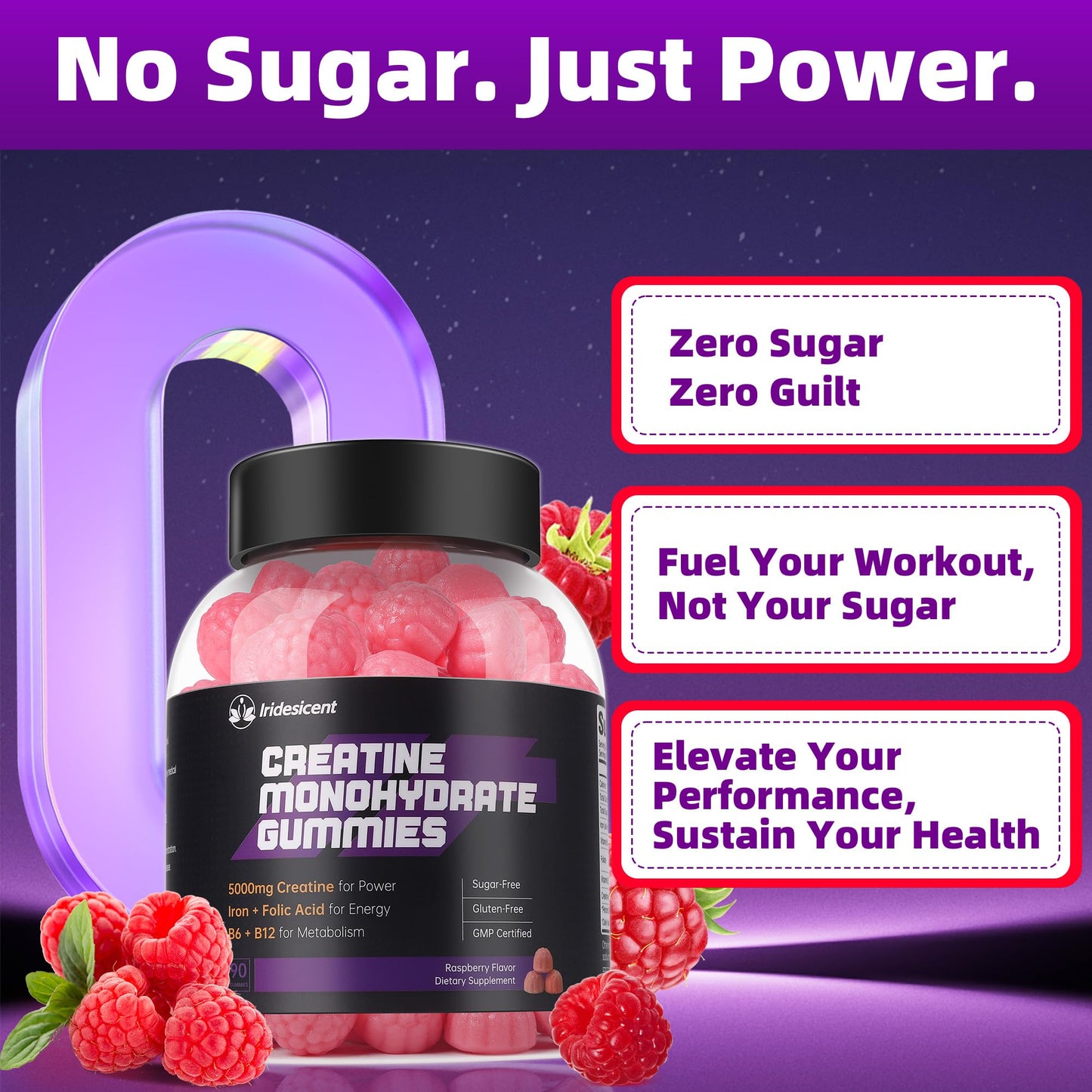 IRIDESICENT Creatine Monohydrate Gummy 90 Count