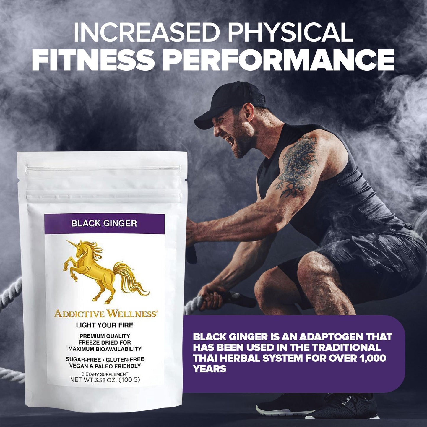 Addictive Wellness Thai Black Ginger for Men Powder 3.5 Ounce