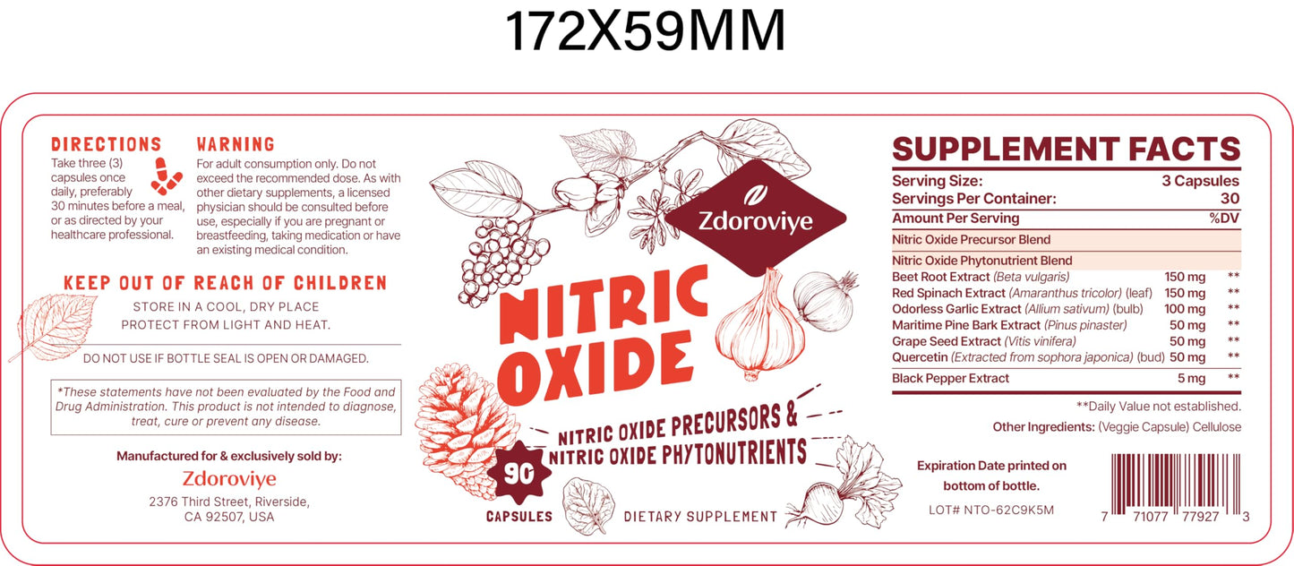 Zdoroviye Nitric Oxide Supplement for Men 180 Capsules