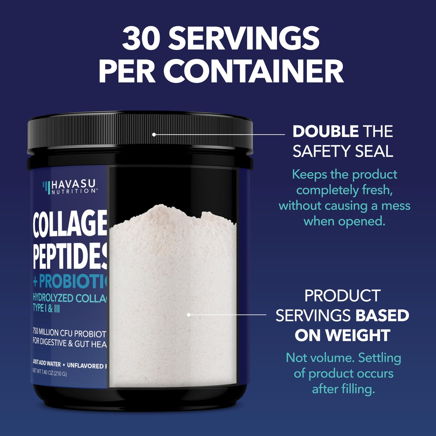 HAVASU NUTRITION Collagen Peptides with Probiotics Powder 7.4 oz