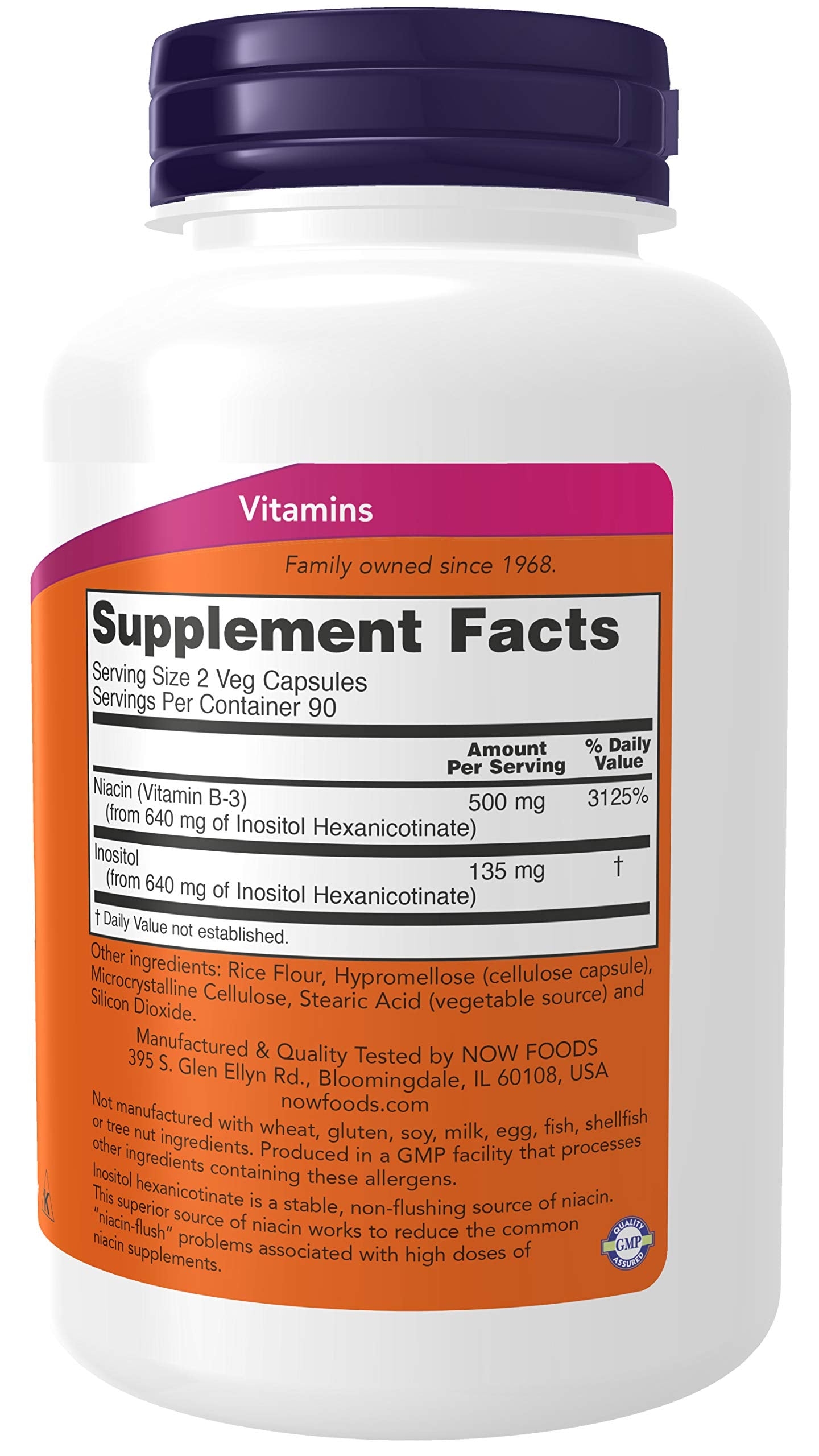 NOW Foods Niacin Flush Free 250 mg Capsules, 540 Capsules