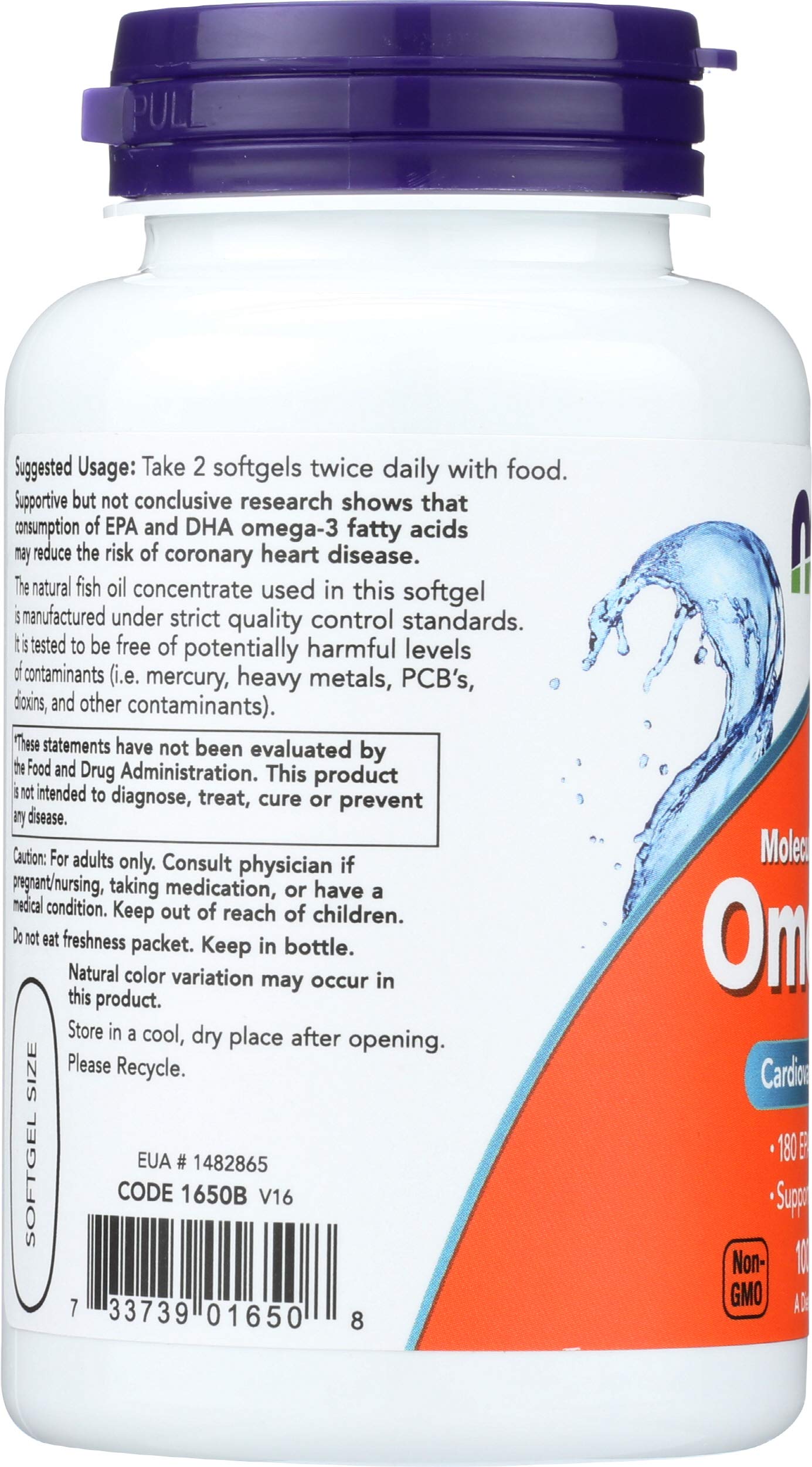 NOW Foods Omega 3 1000mg Softgels, 100 Count