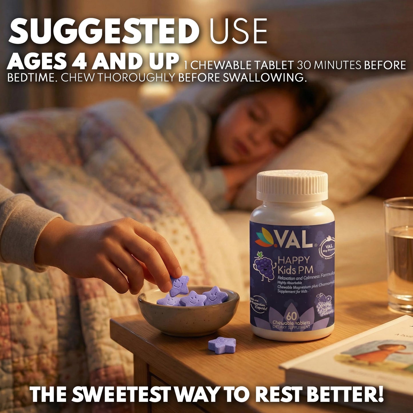 VAL Kids PM Magnesium Tablets, 60 Count