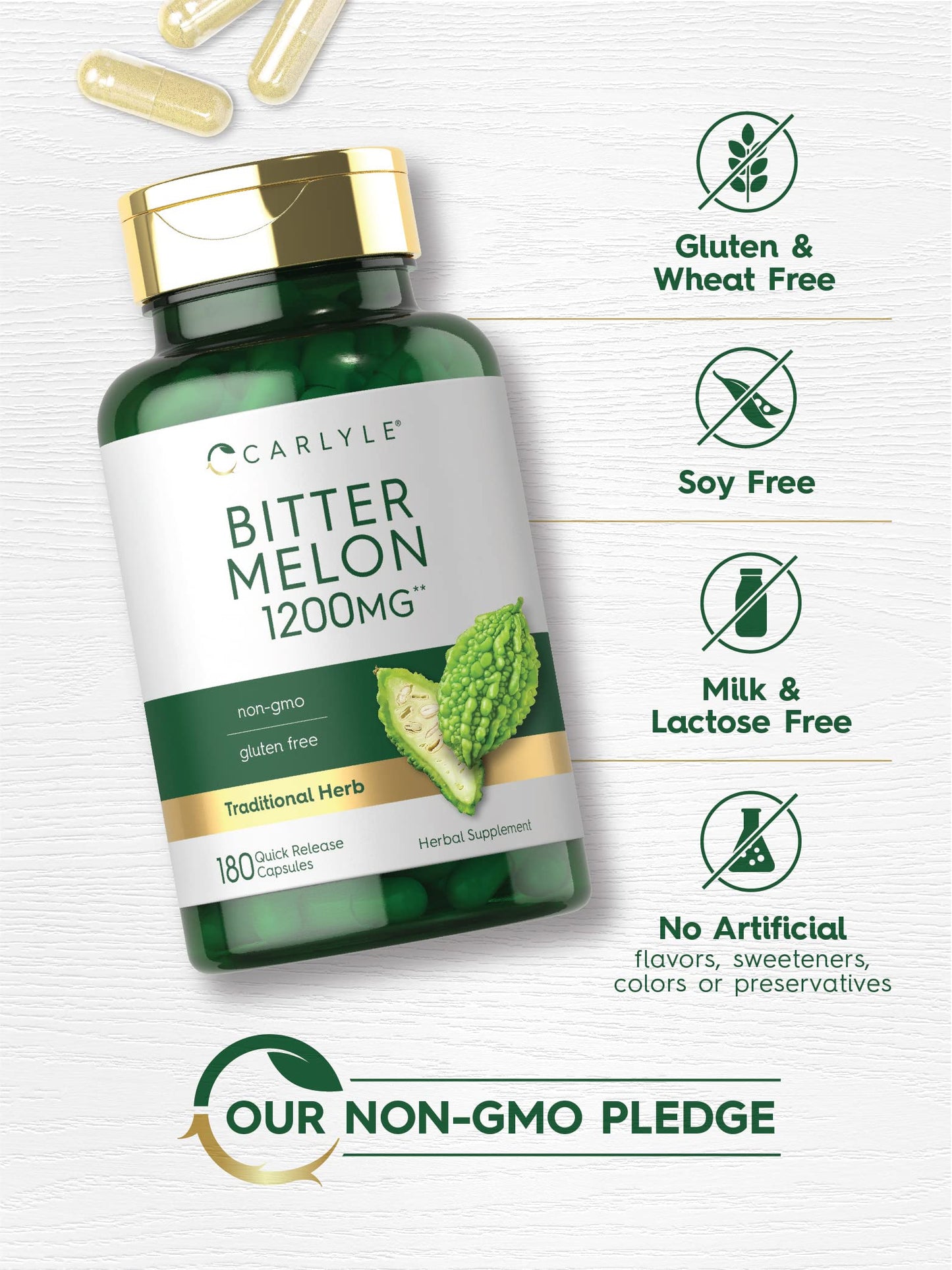 Carlyle Bitter Melon Extract Supplement Capsule, 180 Capsules