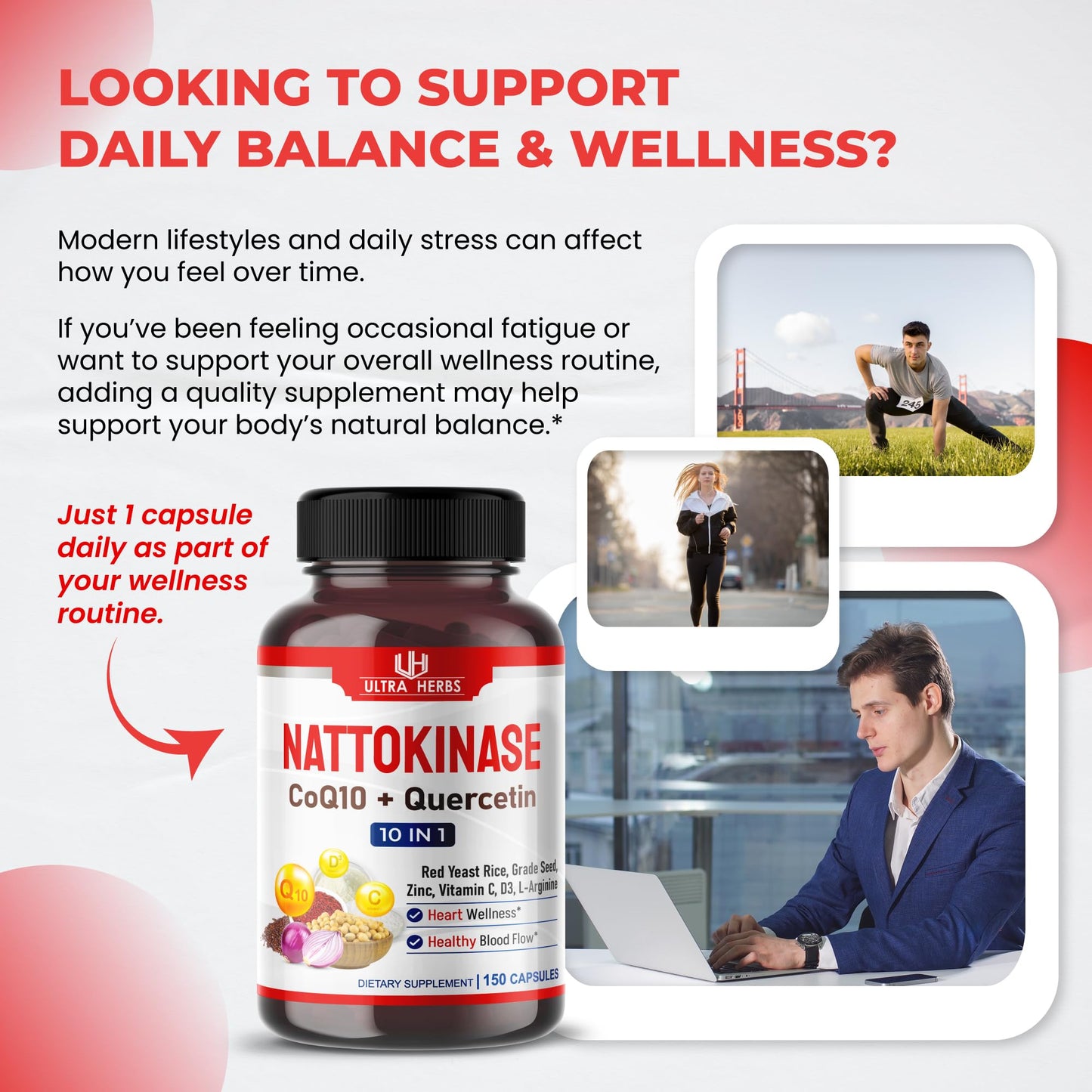 ULTRA HERBS Nattokinase Supplement 4000FU Capsule, 150 Count