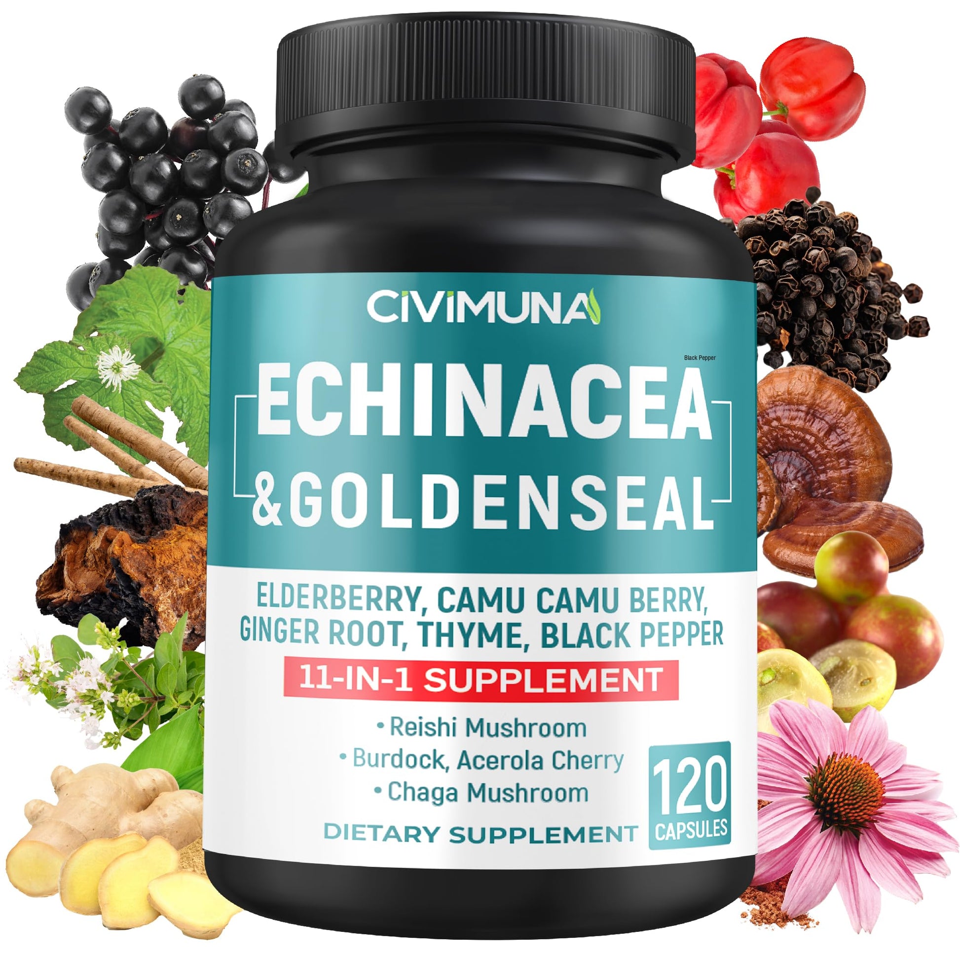 CIVIMUNA Echinacea Extract Capsules, 120 Count