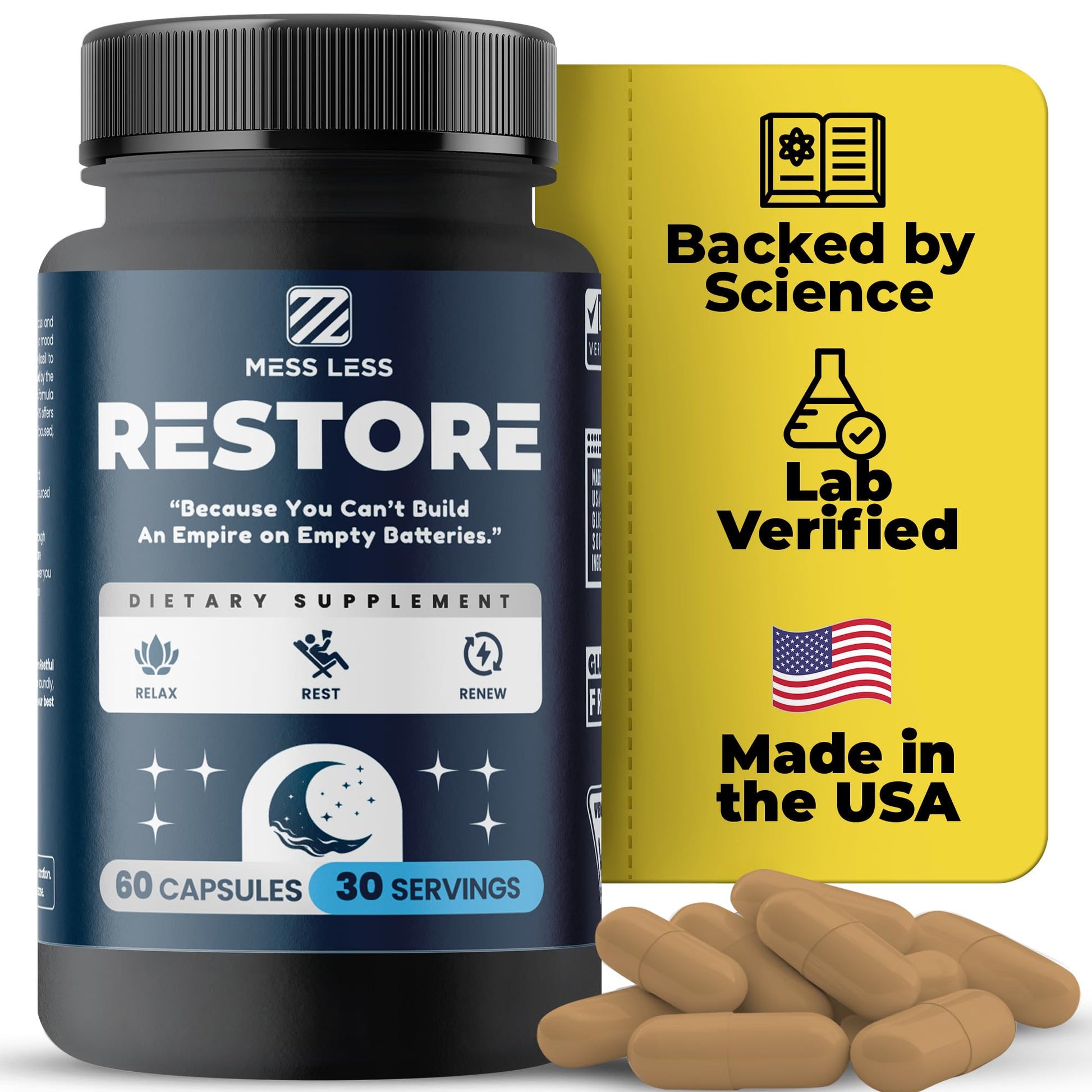 MESS LESS Restore Nighttime Recovery Capsule, 1 Count