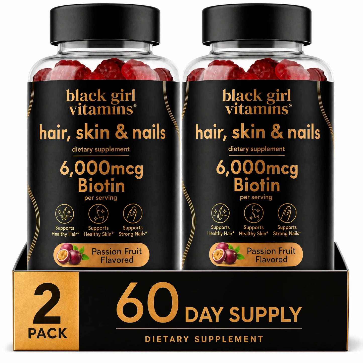 Black Girl Vitamins Hair, Skin, and Nails Biotin Gummies 120 Count