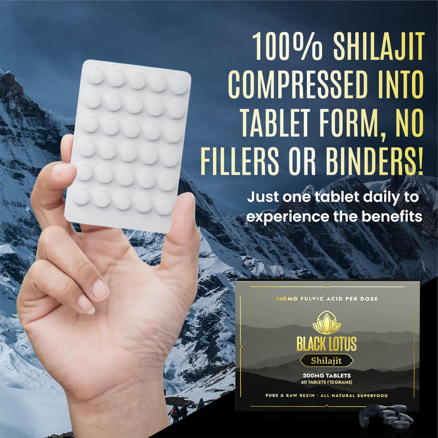 Black Lotus Shilajit Shilajit Resin Tablets, 60 Tablets
