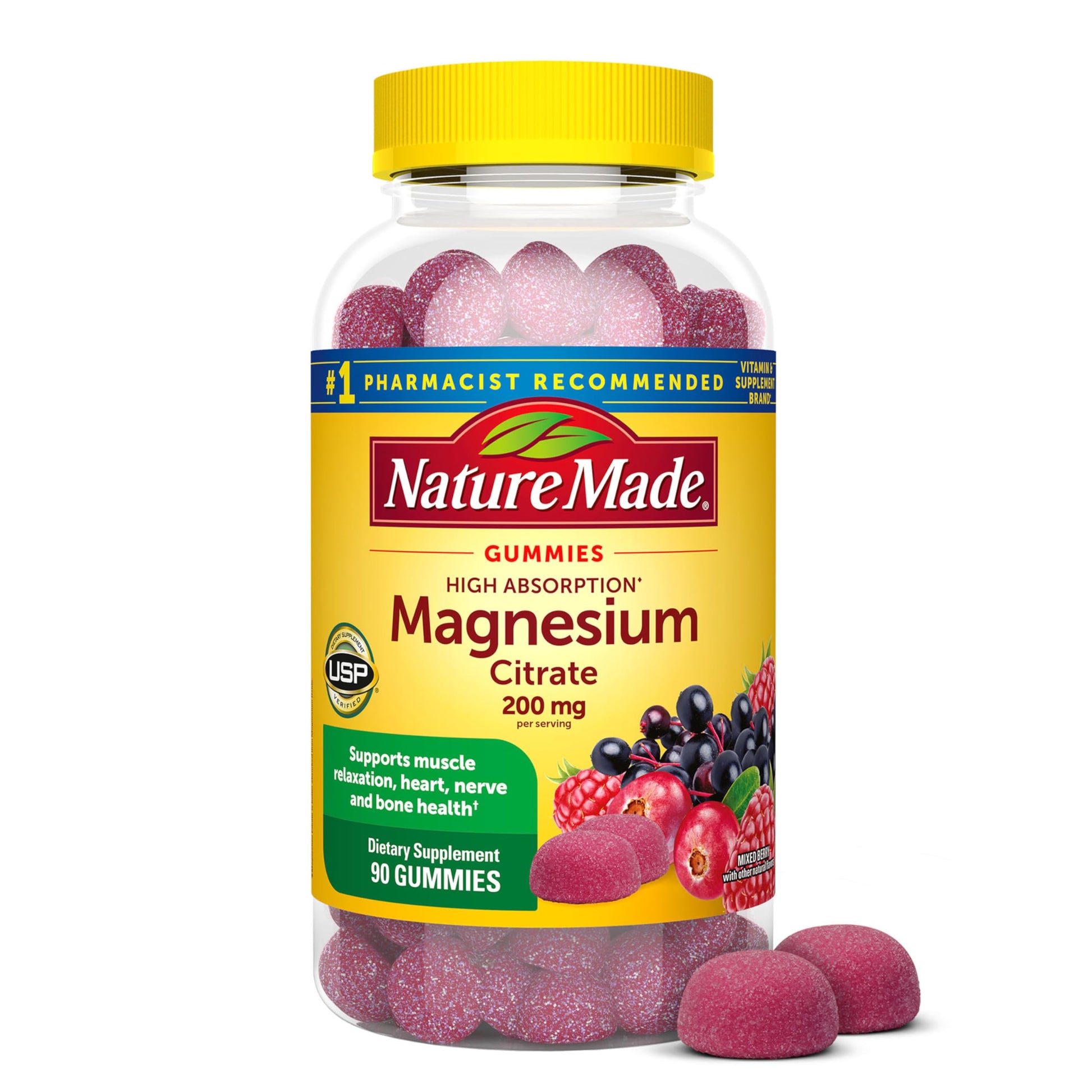 Nature Made High Absorption Magnesium Citrate 200 mg Gummies, 90 Count