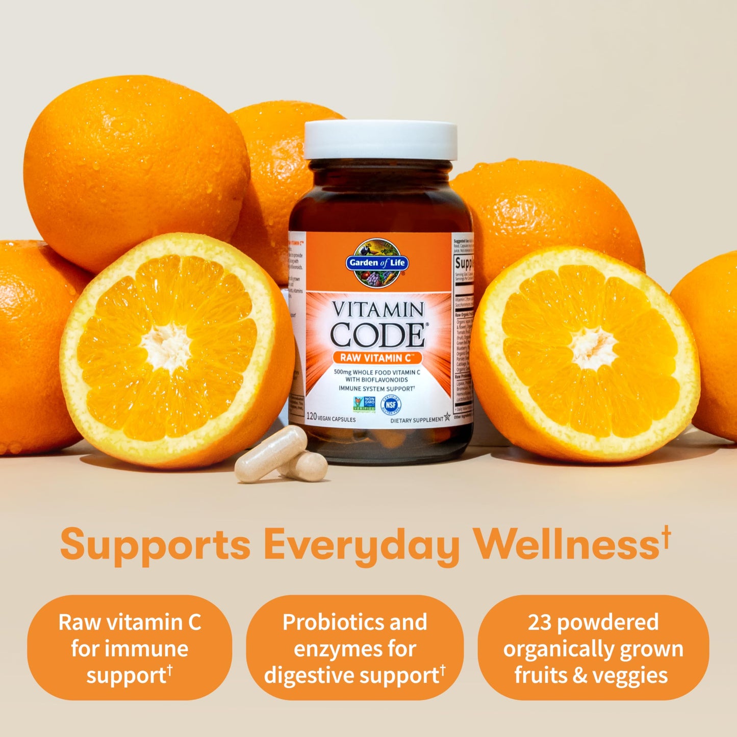 Garden of Life Vitamin Code Raw Vitamin C Capsules 120 Count