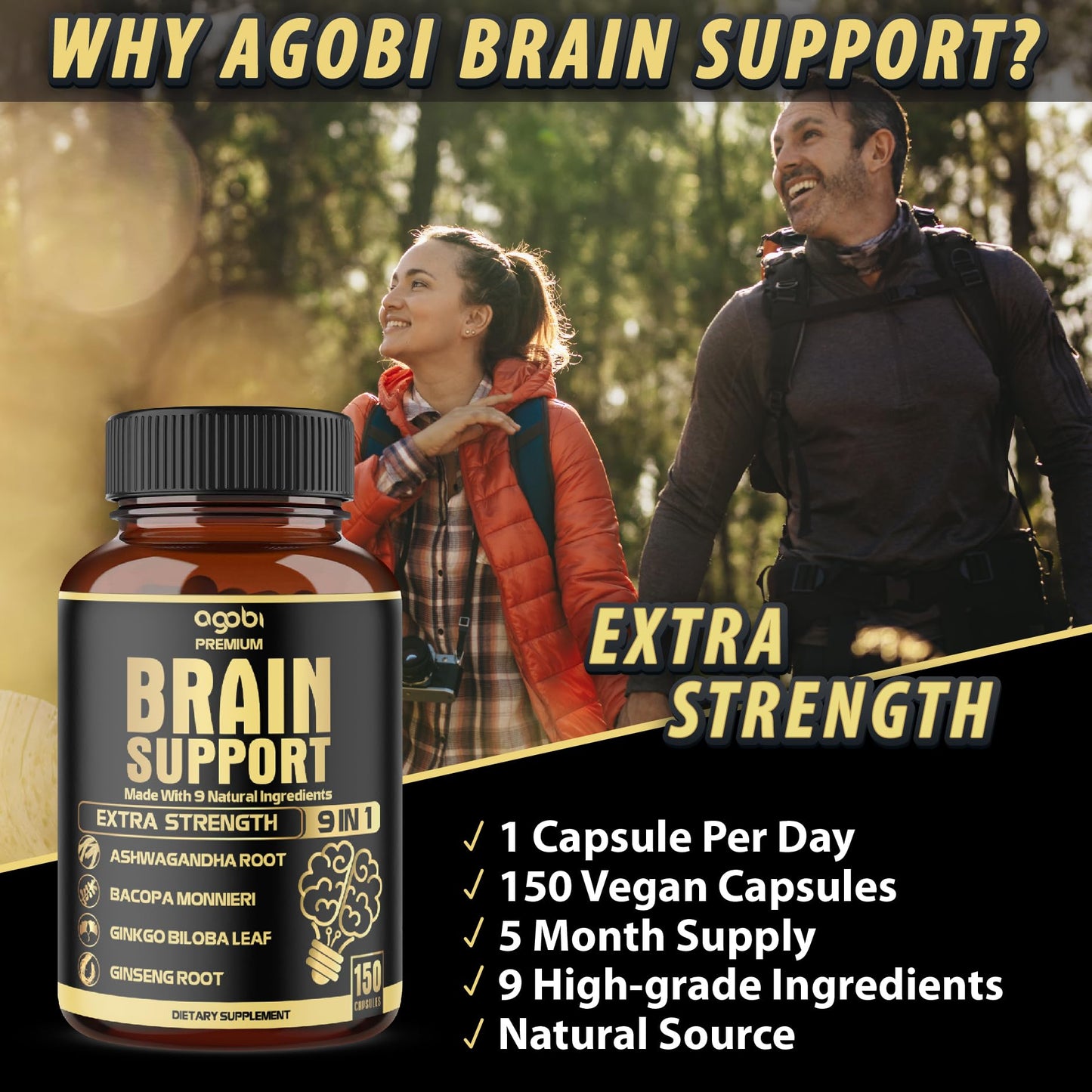 agobi 9in1 Brain Support Supplement Capsule, 150 Count