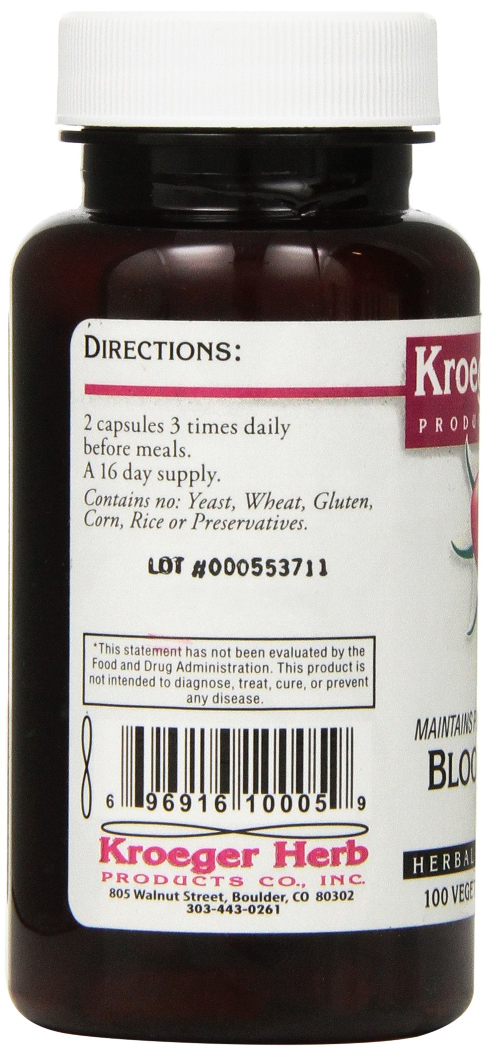 Kroeger Herb Products Blood Toner Vegetarian Capsules, 100 Count