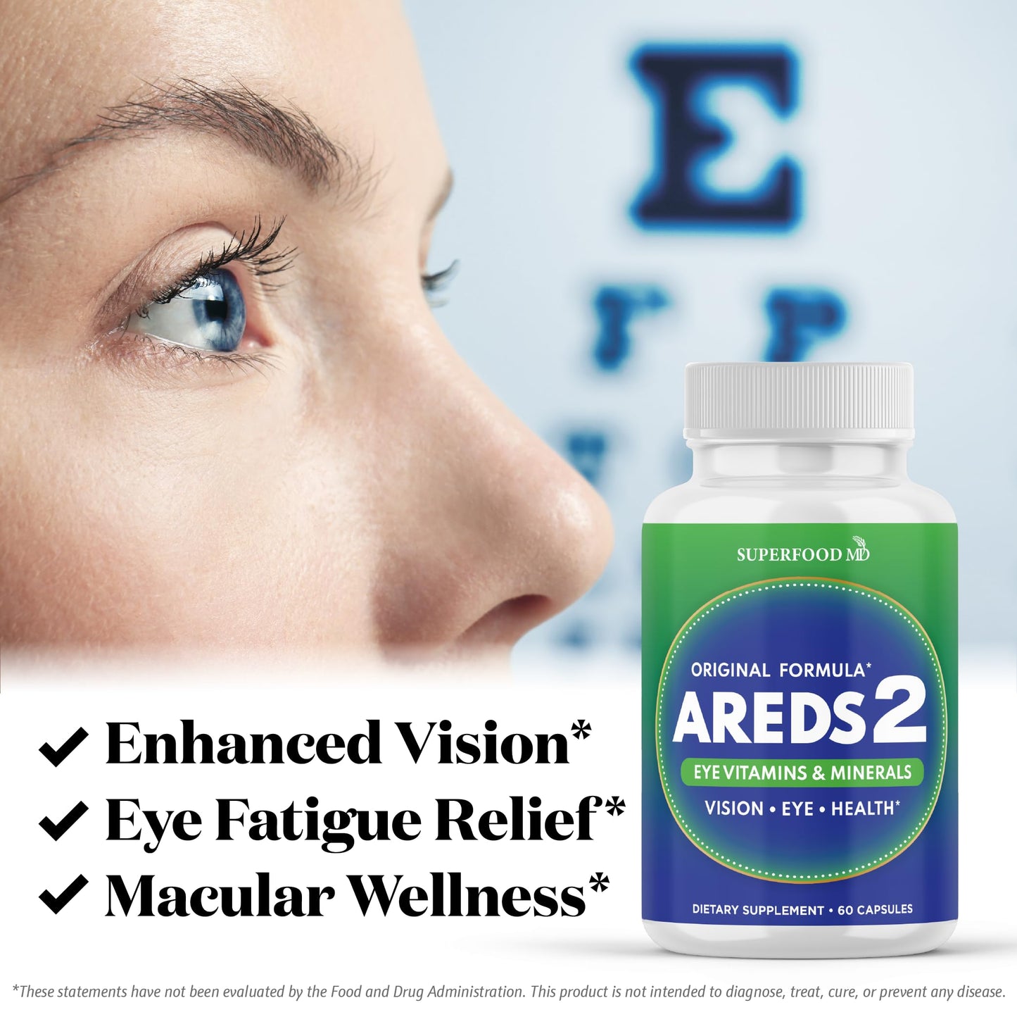Superfood MD AREDS 2 Eye Vitamin & Mineral Supplement Capsules, 180 Count