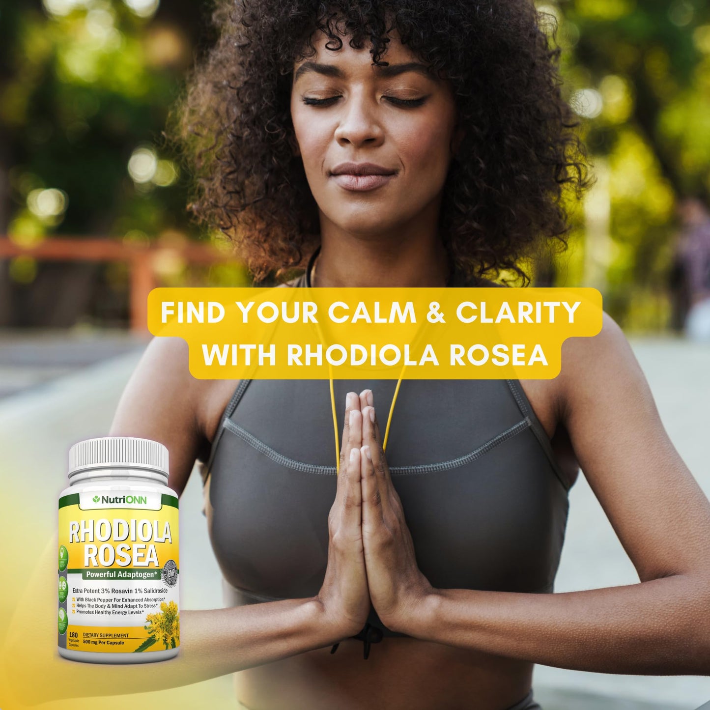 NutriONN Rhodiola Rosea 500mg Capsules 180 Count