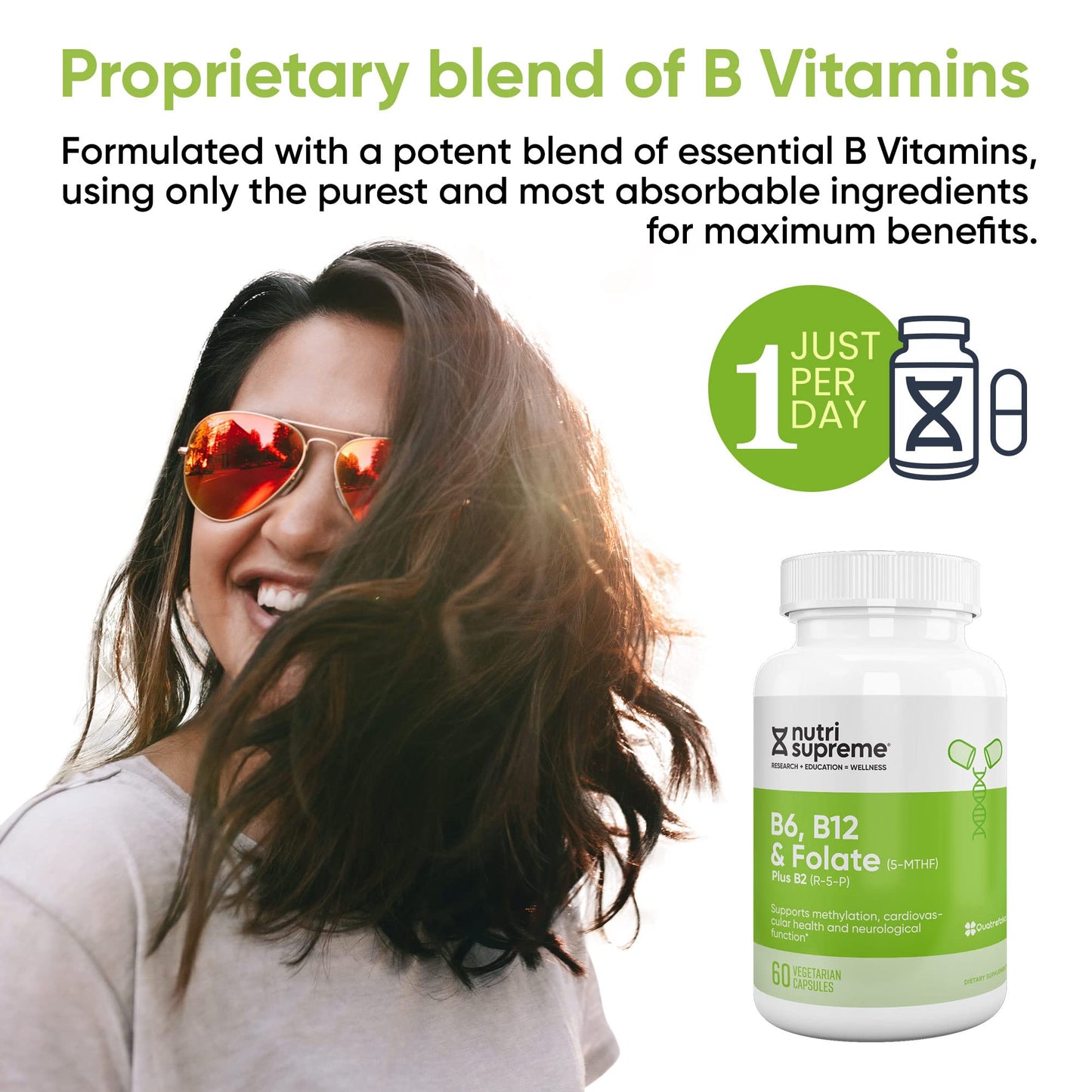 NUTRI-SUPREME RESEARCH Folate with B6 and B12 Capsule, 60 Count