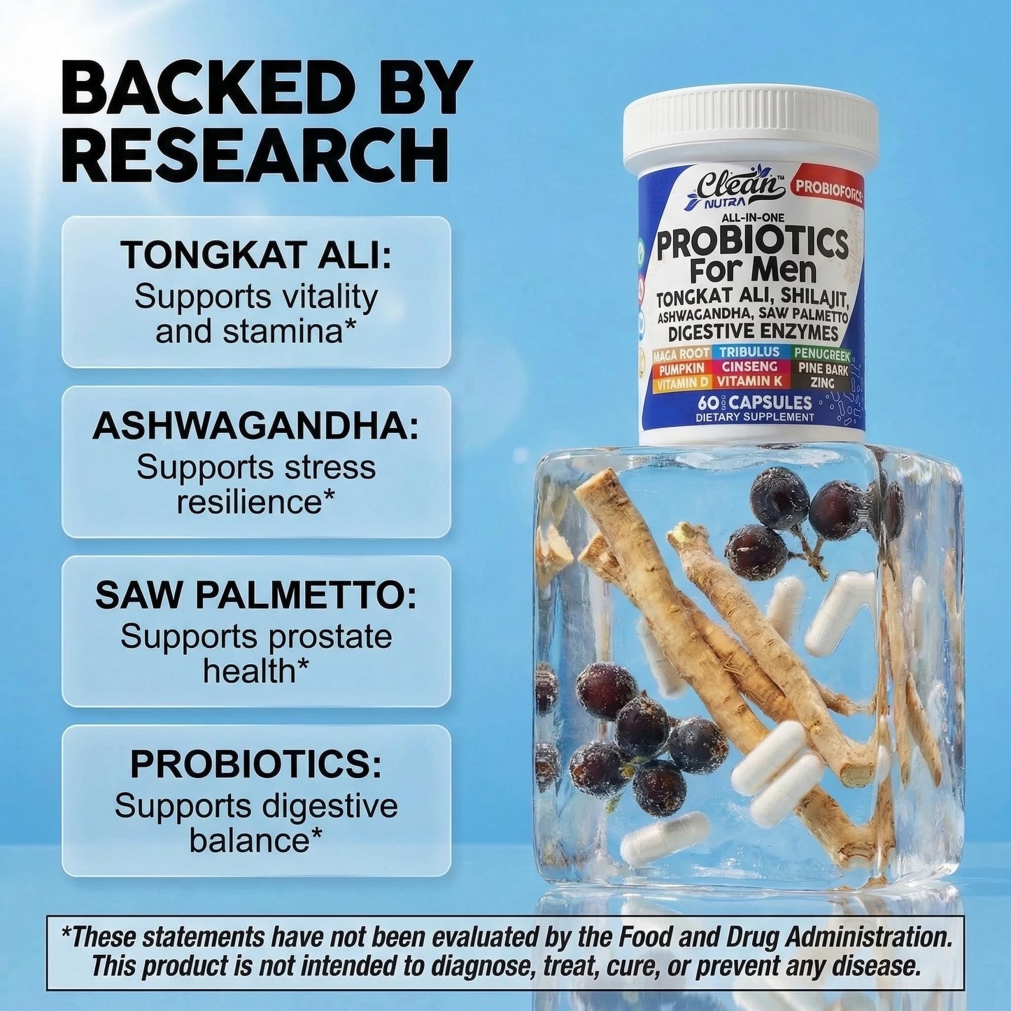 Clean Nutraceuticals Probiotics for Men, 60 Capsules
