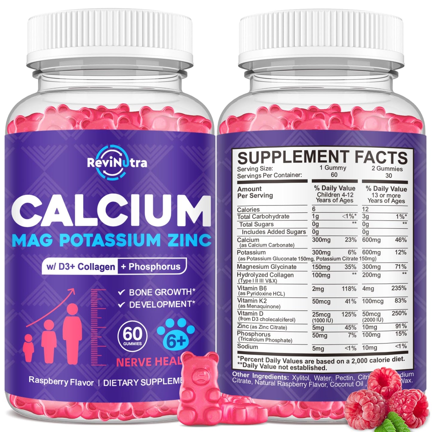 ReviNutra Calcium Potassium Magnesium Gummies, 120 Gummies