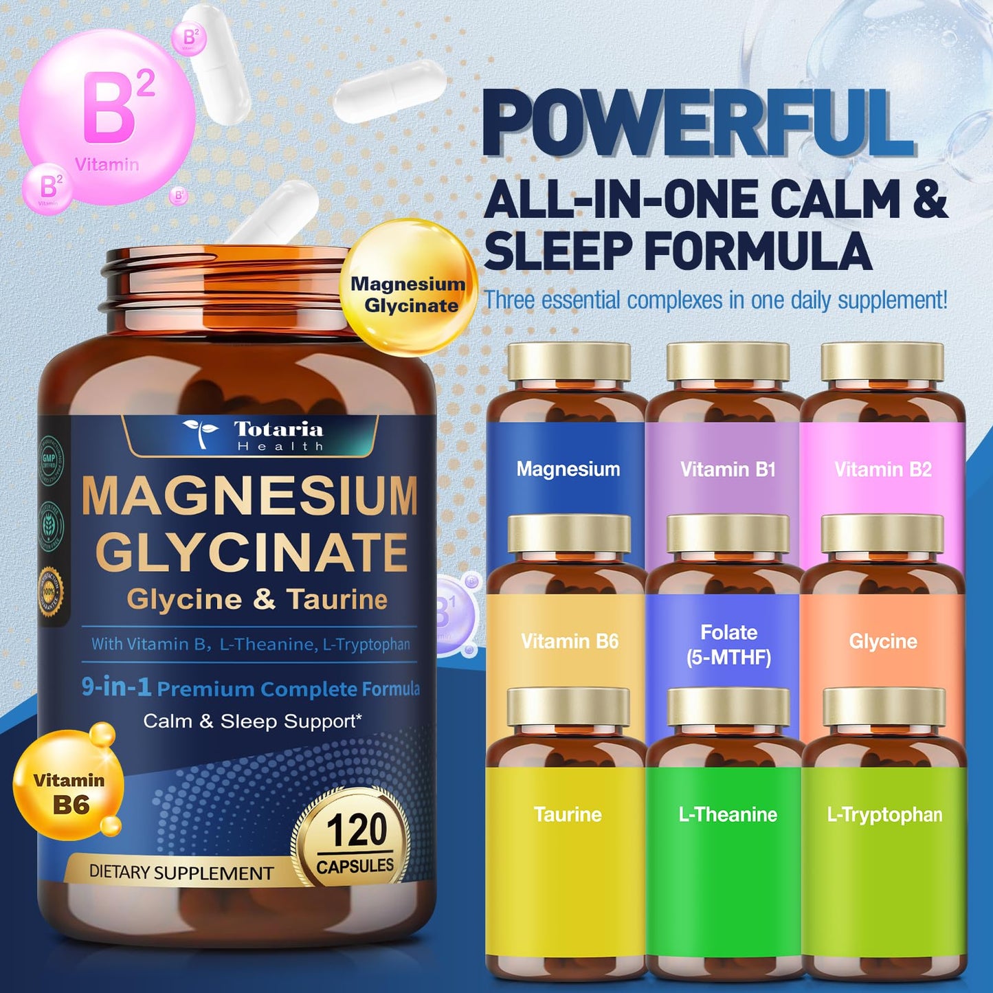 Totaria Magnesium Glycinate 1000mg Capsule, 120 Capsules
