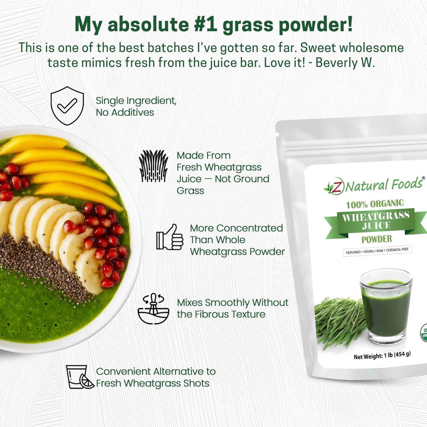 Z Natural Foods Organic Wheat Grass Juice Powder 16 oz