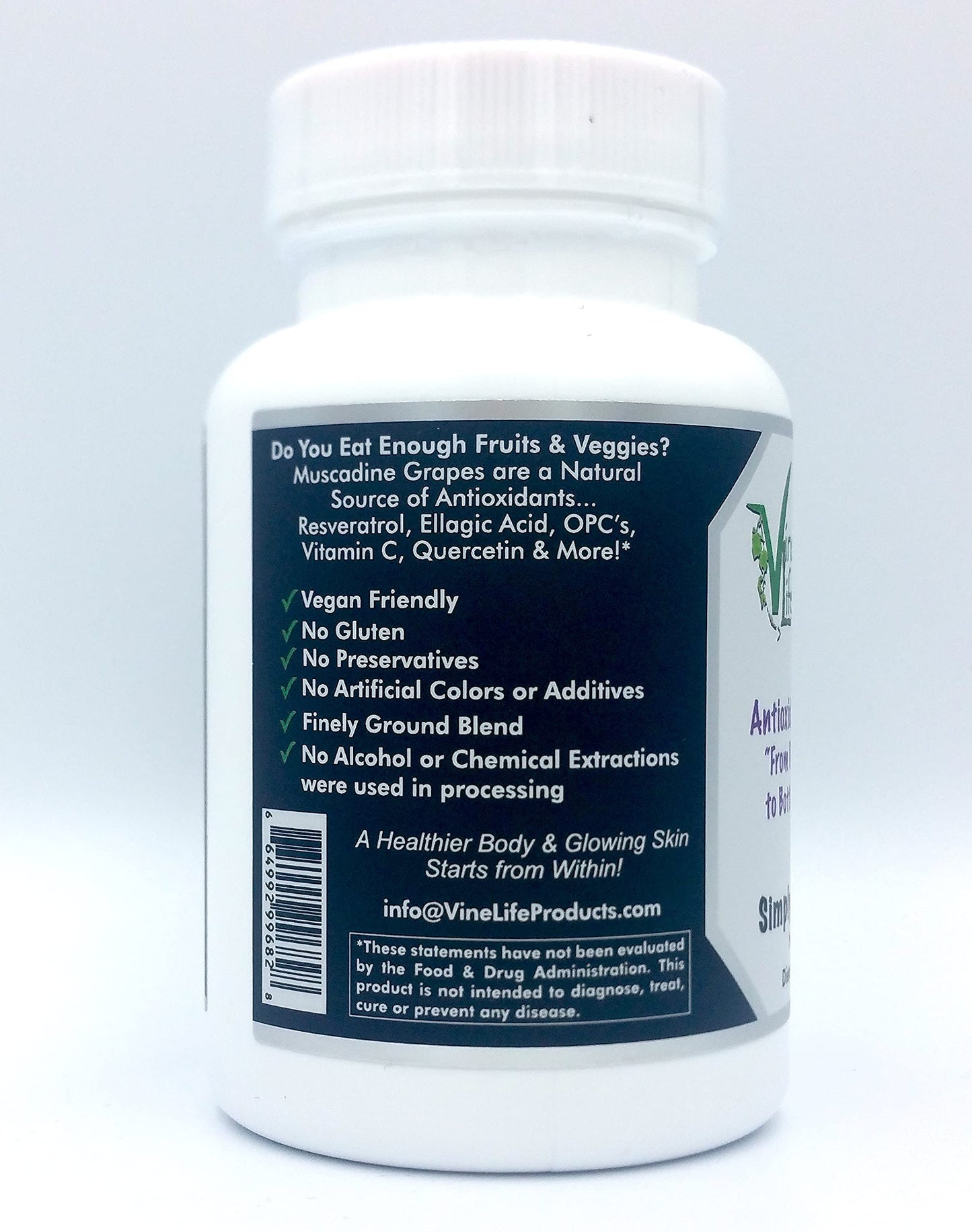 Vine Life Muscadine Grape Seed & Skin 650mg Vegan Capsules 60 Count