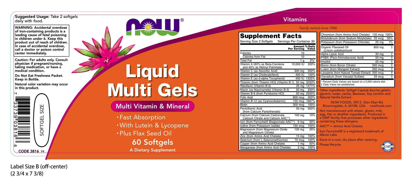 NOW Foods Liquid Multi Capsule, 2 Capsules