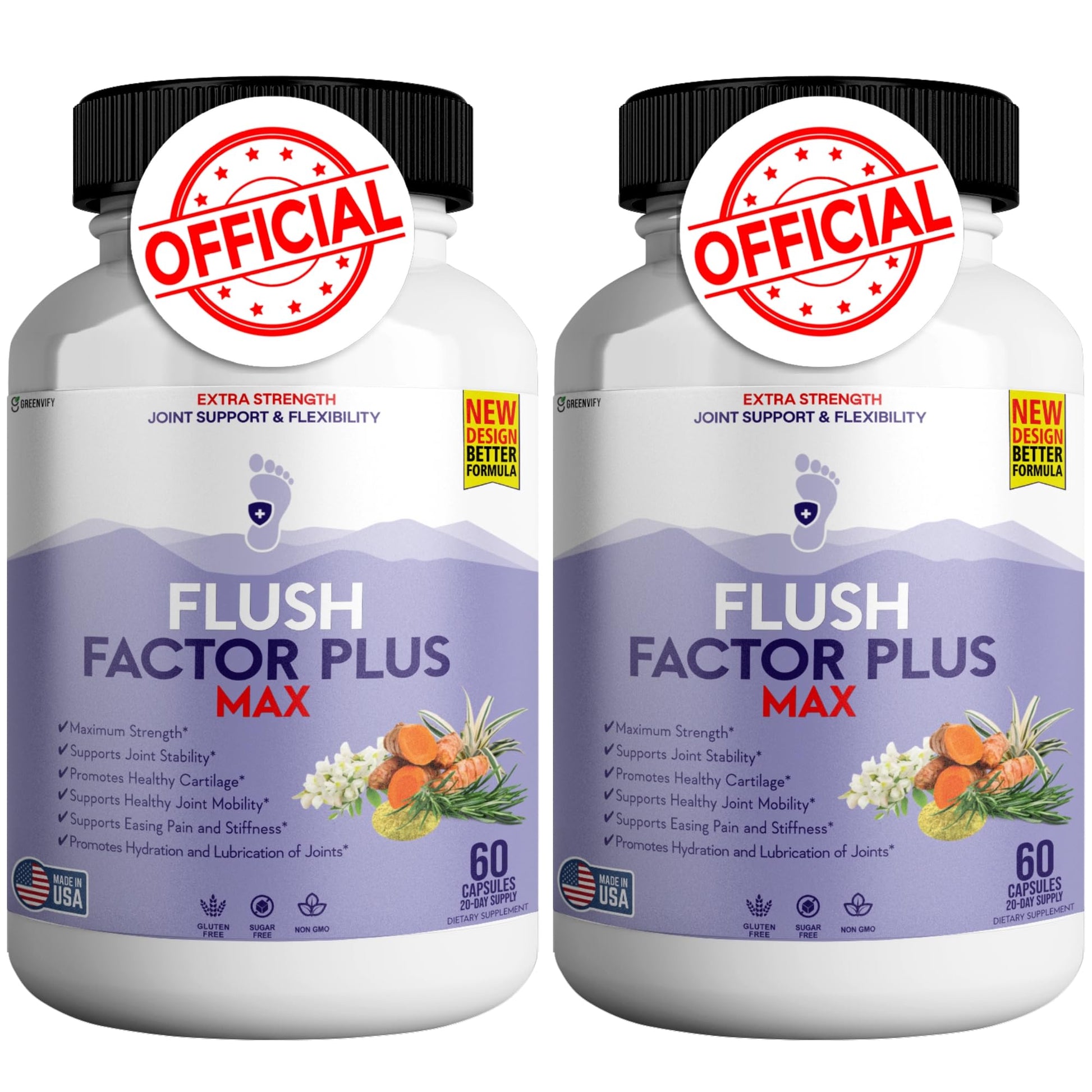 GREENVIFY Flush Factor Plus Max Natural Essences Natural Joint Support Supplement Capsules 120