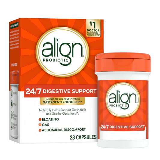 Align Probiotic, 24/7 Digestive Support*§, Probiotics for Women and Men, Probiotics for Digestive Health, Men and Womens Probiotic Capsules Help Relieve Occasional Bloating & Gas*, 28 Capsules