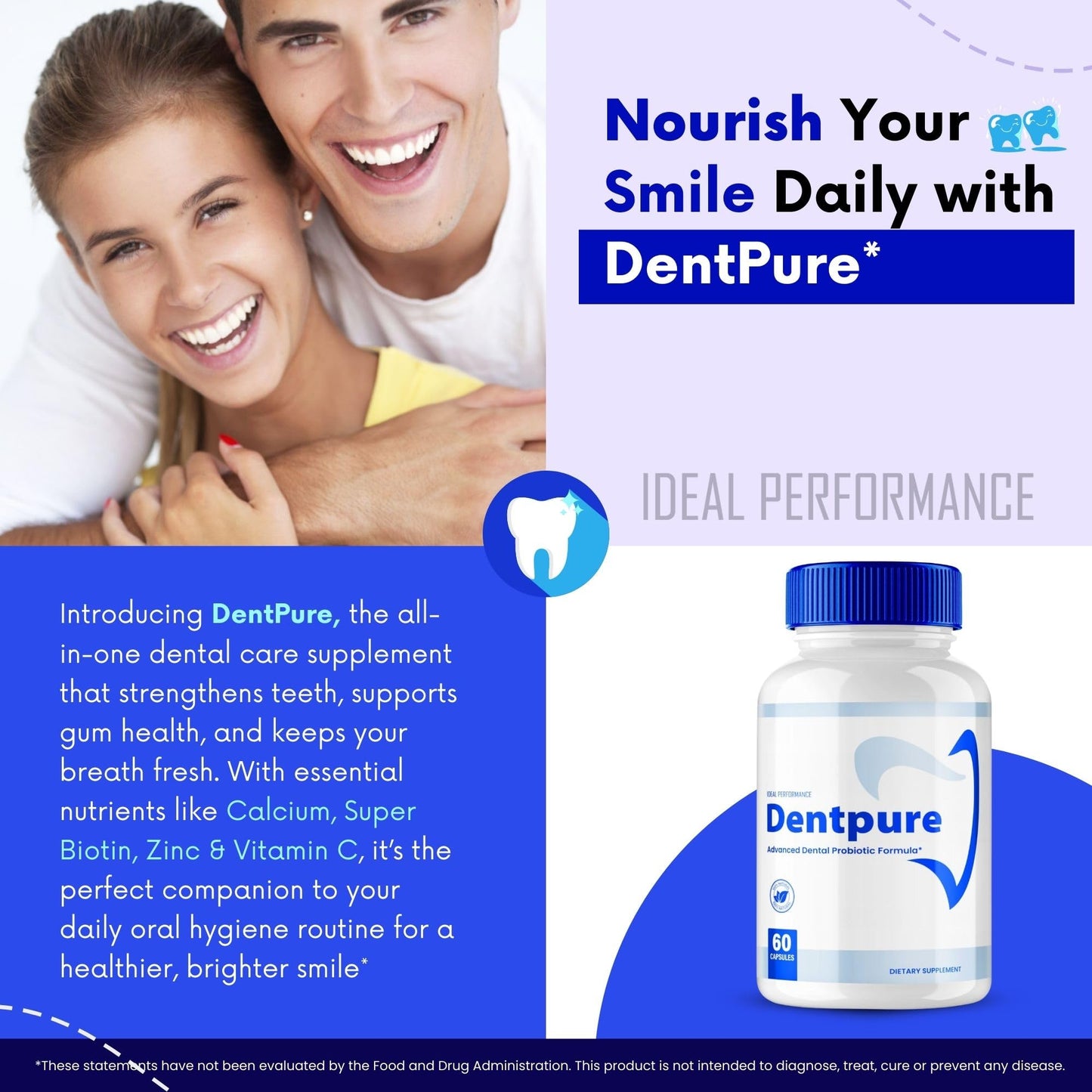 IDEAL PERFORMANCE Dentpure Oral Probiotics for Teeth and Gums Capsules, 60 Capsules