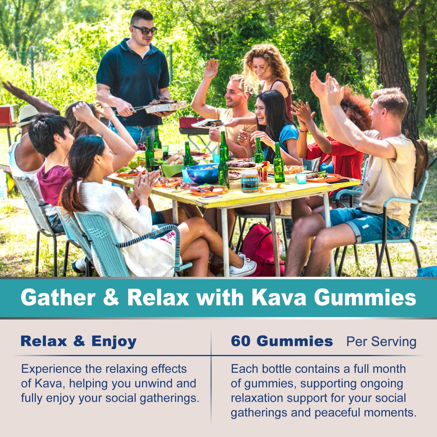 Nextdia Kava Kava Gummies + Ashwagandha + L-Theanine + GABA + Rhodiola Rosea, 100 Gummies