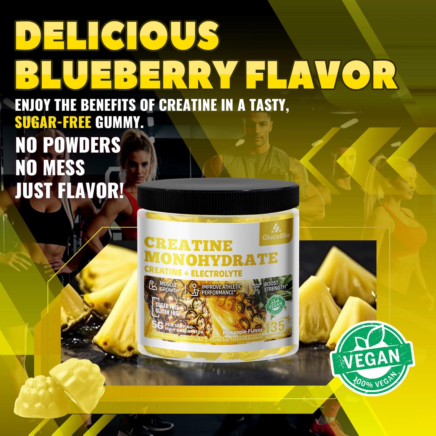 GlucoBio Creatine Monohydrate Gummies 135 Count