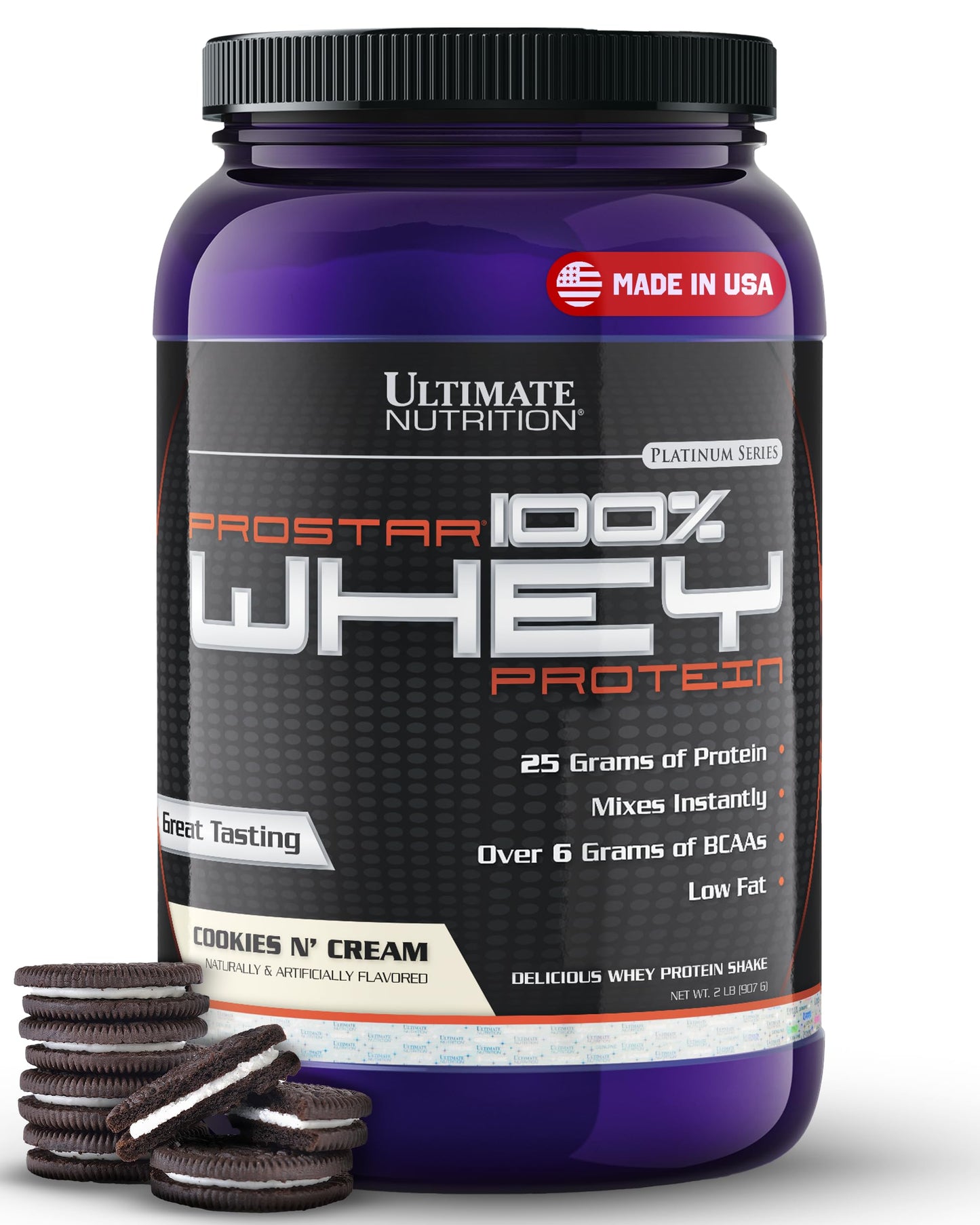 Ultimate Nutrition Prostar Whey Protein Isolate Powder, Cookies & Cream, 32 Servings